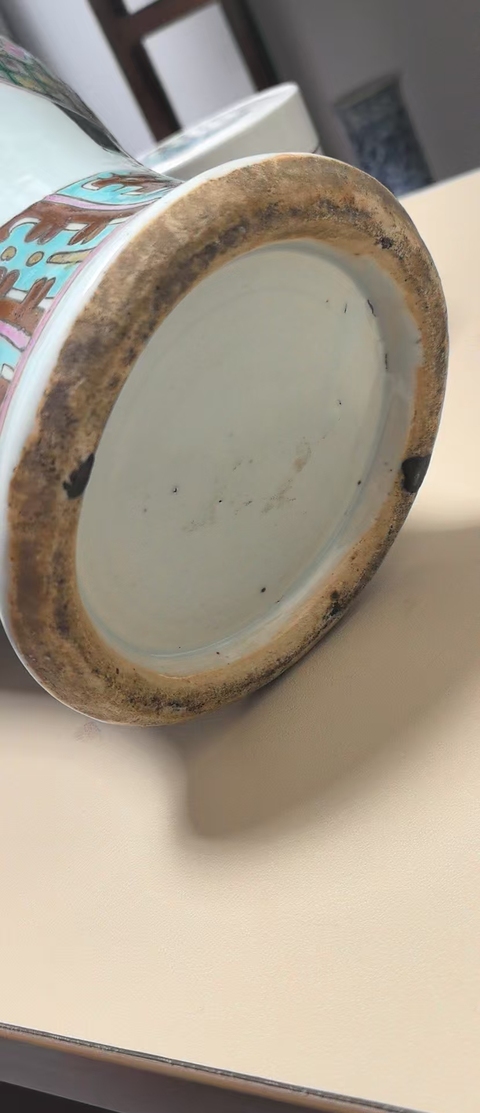 古玩陶瓷清晚期 粉彩博古紋花觚真品鑒賞圖