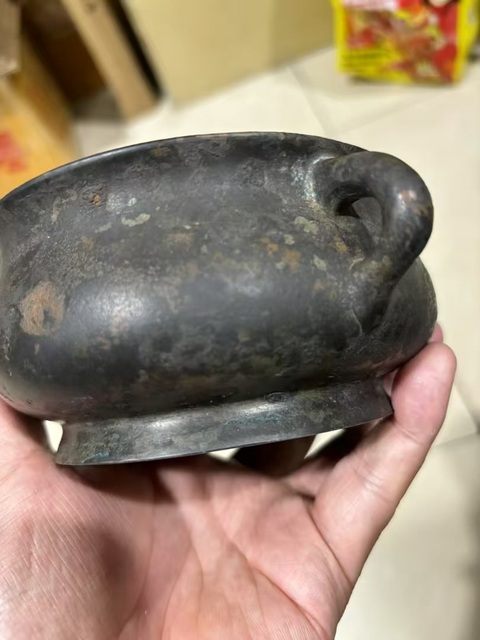 古玩銅器蚰龍耳爐真品鑒賞圖