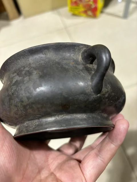 古玩銅器蚰龍耳爐真品鑒賞圖