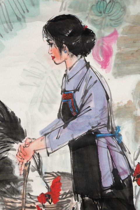 古玩字畫黃胄飼雞圖拍賣,當(dāng)前價格280000元