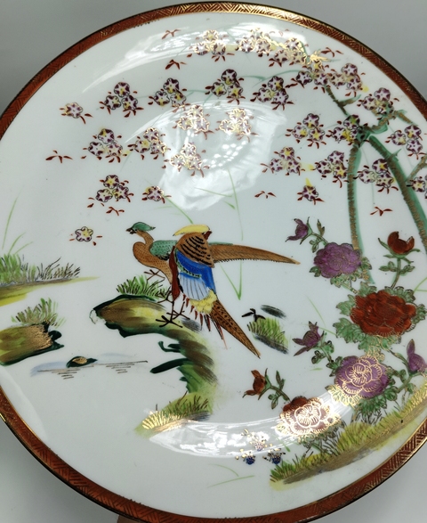 古玩陶瓷粉彩花鳥紋盤真品鑒賞圖
