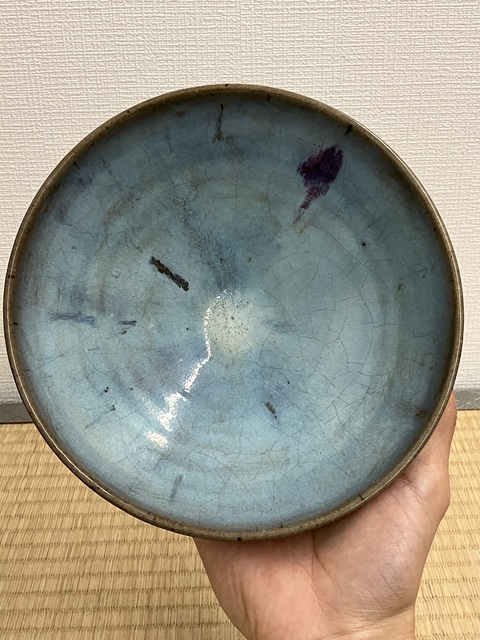 域鉴古玩】天蓝釉紫红斑钧窑碗拍卖价格/图片/值多少钱
