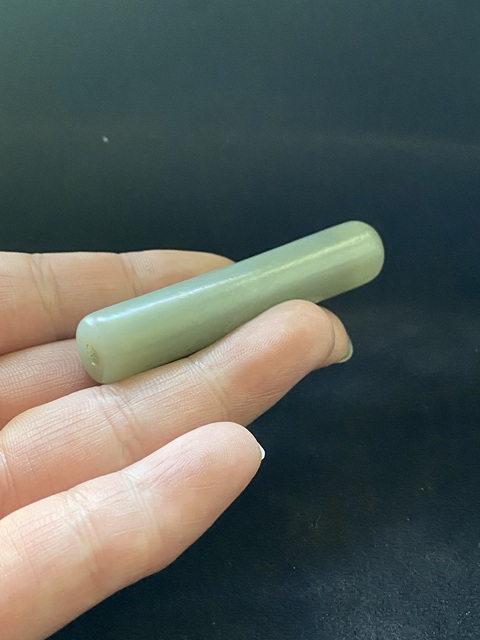 古玩玉器清·和田玉管真品鑒賞圖