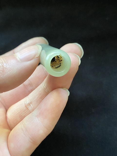 古玩玉器清·和田玉管真品鑒賞圖
