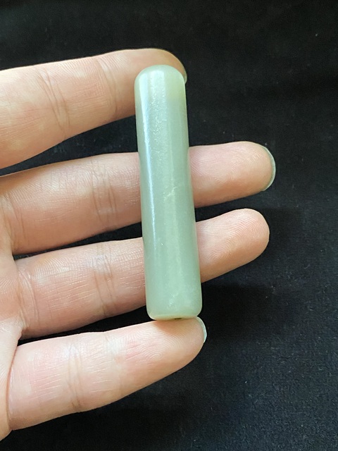 古玩玉器清·和田玉管真品鑒賞圖