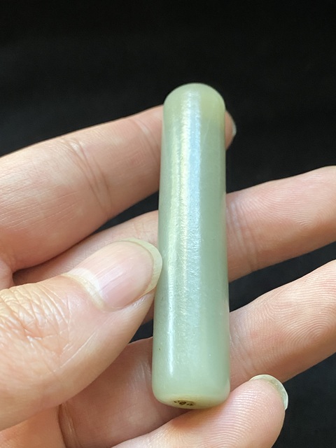 古玩玉器清·和田玉管真品鑒賞圖