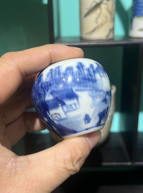 古玩陶瓷山水紋青花水盂拍賣,當(dāng)前價(jià)格1800元