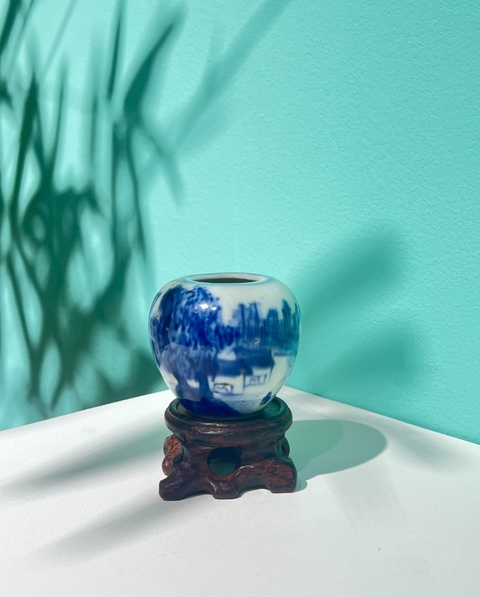 古玩陶瓷山水紋青花水盂拍賣,當(dāng)前價(jià)格1800元