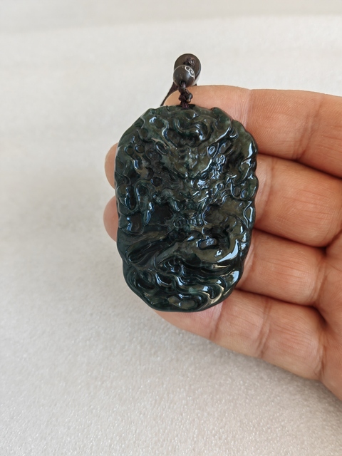 古玩玉器天然翡翠雕“龍牌”拍賣，當前價格398元