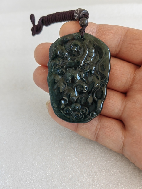 古玩玉器天然翡翠雕“龍牌”拍賣，當前價格398元