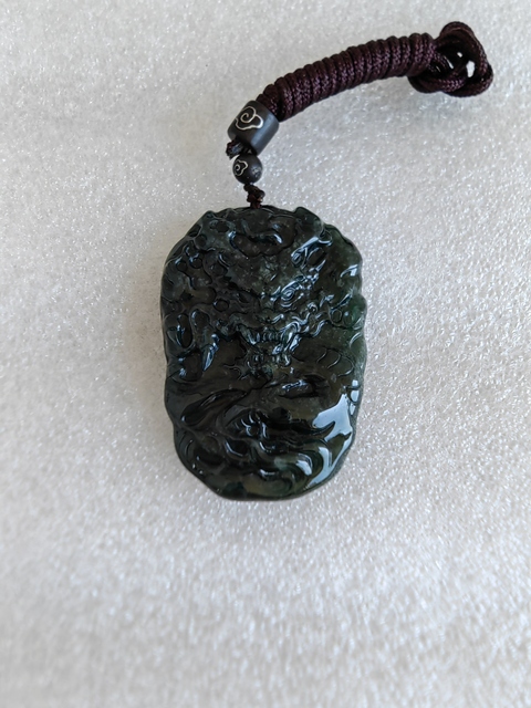 古玩玉器天然翡翠雕“龍牌”拍賣，當前價格398元