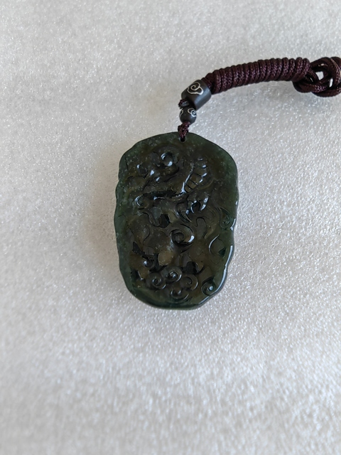 古玩玉器天然翡翠雕“龍牌”拍賣，當前價格398元