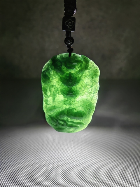 古玩玉器天然翡翠雕“龍牌”拍賣，當前價格398元