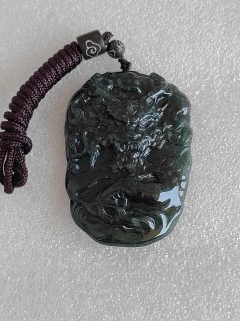 古玩玉器天然翡翠雕“龍牌”拍賣，當前價格398元