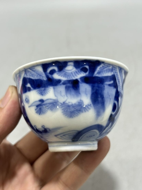 古玩陶瓷晚清詩文青花杯一對拍賣,當前價格1600元