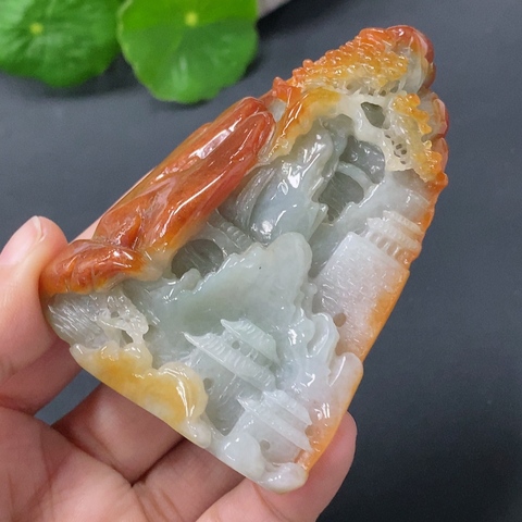 古玩玉器天然紅翡擺件把件(帶翡翠鑒定證書)拍賣，當(dāng)前價(jià)格1500元