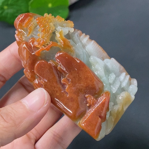 古玩玉器天然紅翡擺件把件(帶翡翠鑒定證書)拍賣，當(dāng)前價(jià)格1500元