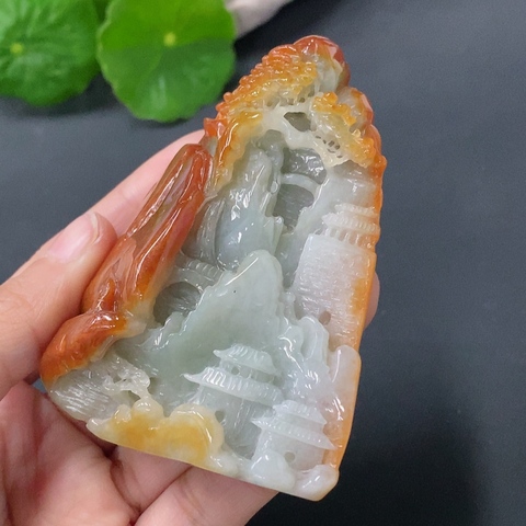 古玩玉器天然紅翡擺件把件(帶翡翠鑒定證書)拍賣，當(dāng)前價(jià)格1500元