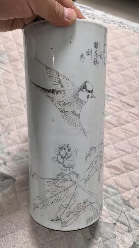 古玩陶瓷清晚期 刻瓷帽筒拍賣，當前價格2180元
