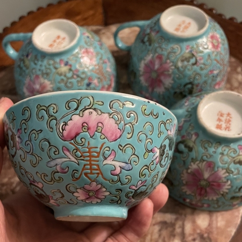 古玩陶瓷福壽紋執(zhí)杯真品鑒賞圖