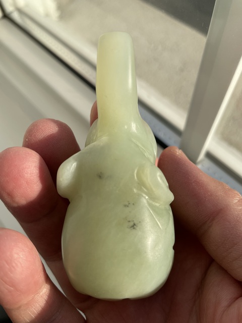 古玩玉器岫玉雕“大象”擺件真品鑒賞圖