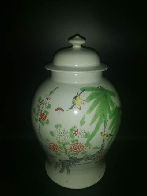 古玩陶瓷粉彩花鳥詩文將軍罐拍賣，當前價格1999元