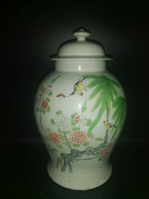 古玩陶瓷粉彩花鳥詩文將軍罐拍賣，當前價格1999元