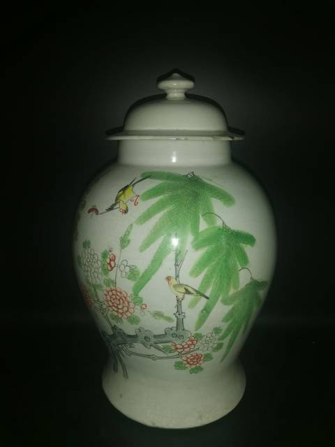 古玩陶瓷粉彩花鳥詩文將軍罐拍賣，當前價格1999元