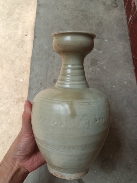 古玩陶瓷宋代將樂窯青釉拿手尊拍賣，當前價格12800元