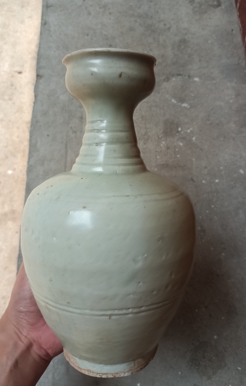 古玩陶瓷宋代將樂窯青釉拿手尊拍賣，當前價格12800元