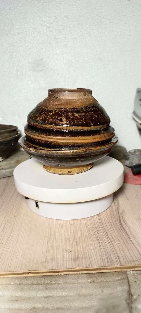 古玩陶瓷南宋.吉州窯系褐釉茶盞(連體)拍賣,當前價格555元