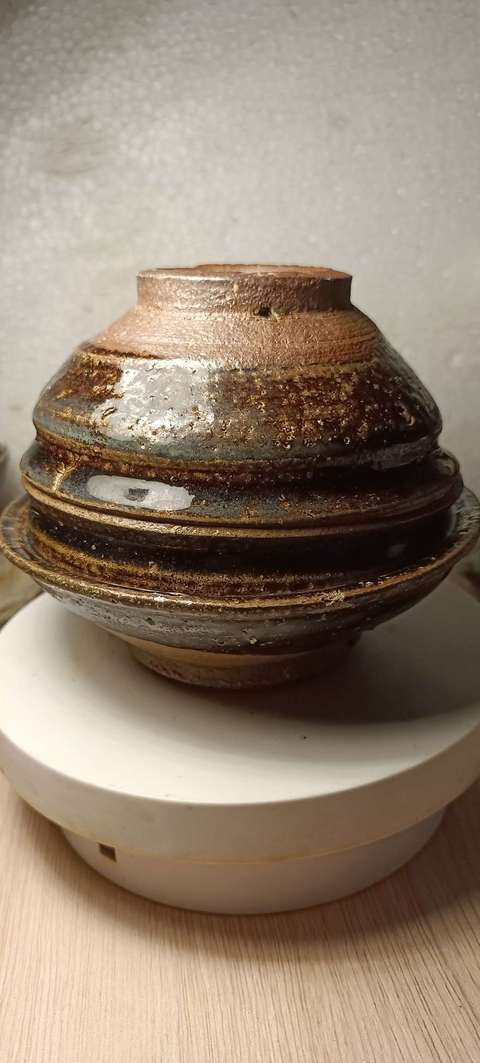 古玩陶瓷南宋.吉州窯系褐釉茶盞(連體)拍賣,當前價格555元