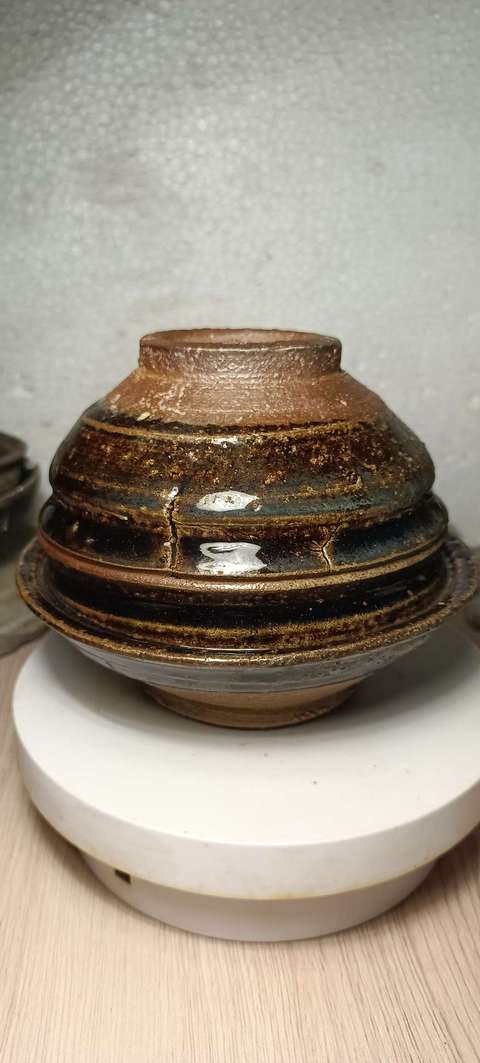 古玩陶瓷南宋.吉州窯系褐釉茶盞(連體)拍賣,當前價格555元