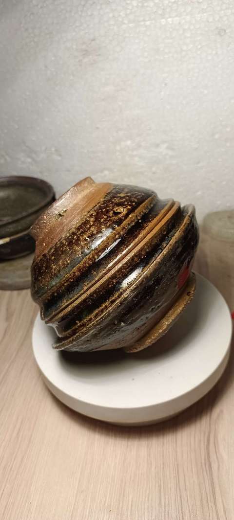 古玩陶瓷南宋.吉州窯系褐釉茶盞(連體)拍賣,當前價格555元