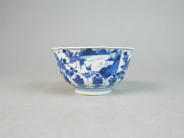 古玩陶瓷康熙青花山水茶碗拍賣，當前價格3000元