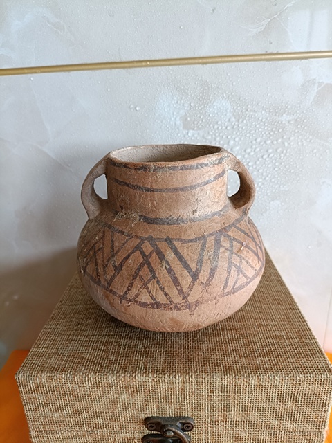 古玩陶瓷罕見珍品文化期馬廠彩繪雙耳罐拍賣，當前價格2980元