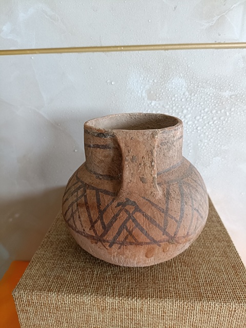 古玩陶瓷罕見珍品文化期馬廠彩繪雙耳罐拍賣，當前價格2980元