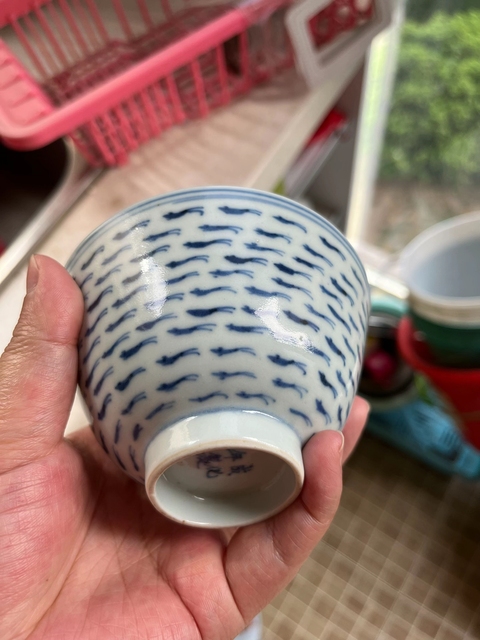 古玩陶瓷清中期青花蓋碗真品鑒賞圖