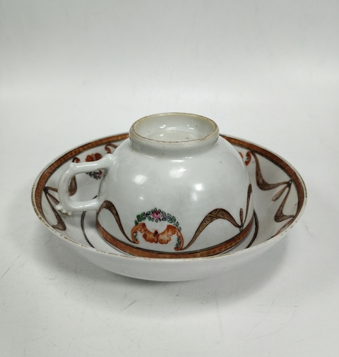 古玩陶瓷清中期-廣彩花卉紋杯碟拍賣,當前價格1369元