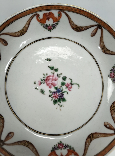 古玩陶瓷清中期-廣彩花卉紋杯碟拍賣,當前價格1369元