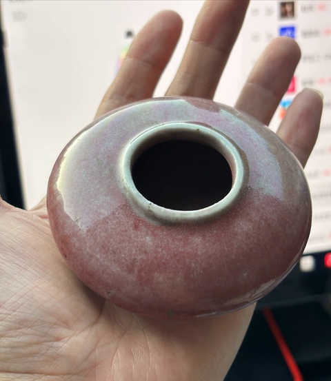 古玩陶瓷紅釉水盂真品鑒賞圖