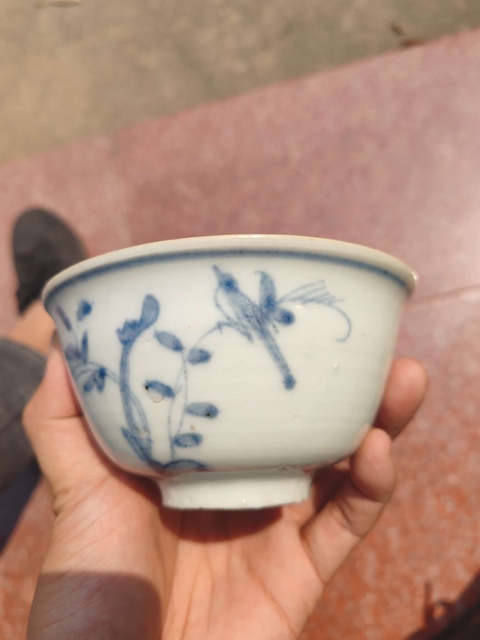 古玩陶瓷青花花鳥紋杯真品鑒賞圖