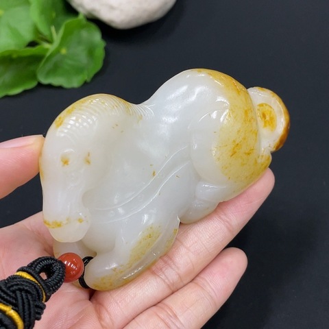 古玩玉器精品天然和田玉手把件  馬到成功  附實物雙保卡拍賣，當前價格2980元