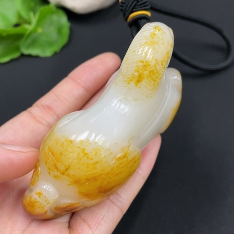 古玩玉器精品天然和田玉手把件  馬到成功  附實物雙保卡拍賣，當前價格2980元