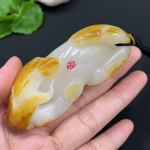 古玩玉器精品天然和田玉手把件  馬到成功  附實物雙保卡拍賣，當前價格2980元