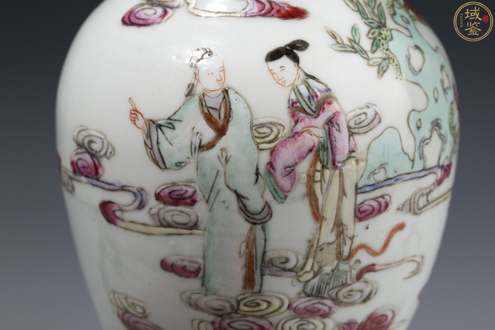 古玩陶瓷清光緒·粉彩人物故事紋觀音瓶真品鑒賞圖