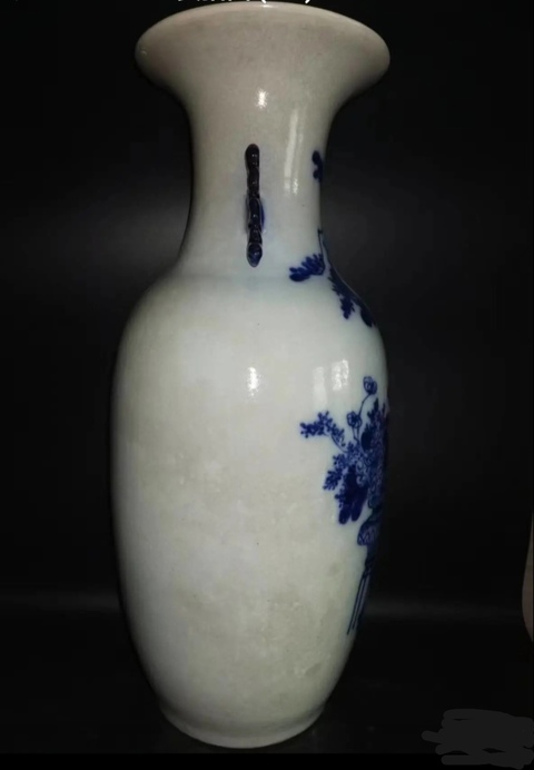 古玩陶瓷清代晚期博古圖青花大瓶拍賣，當前價格2000元