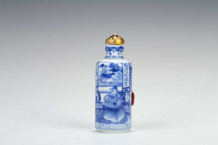 古玩陶瓷清晚·青花人物故事紋鼻煙壺真品鑒賞圖