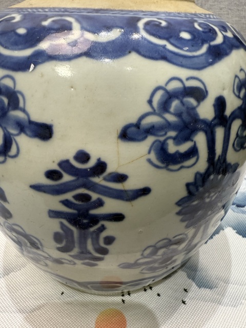古玩陶瓷花間壽字紋青花罐拍賣，當(dāng)前價(jià)格3800元
