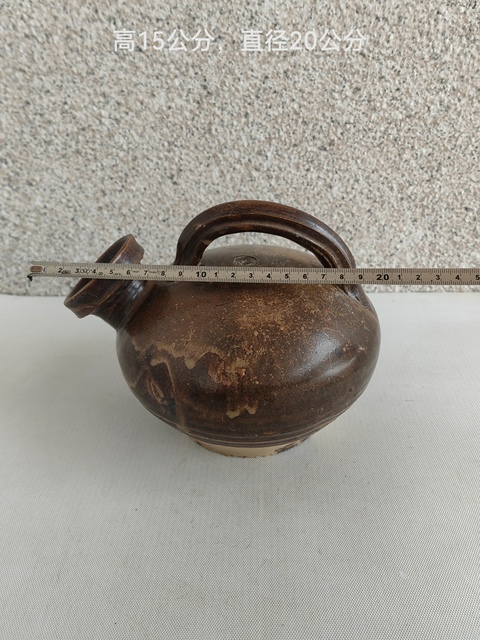 古玩陶瓷褐釉提梁壺拍賣，當前價格450元